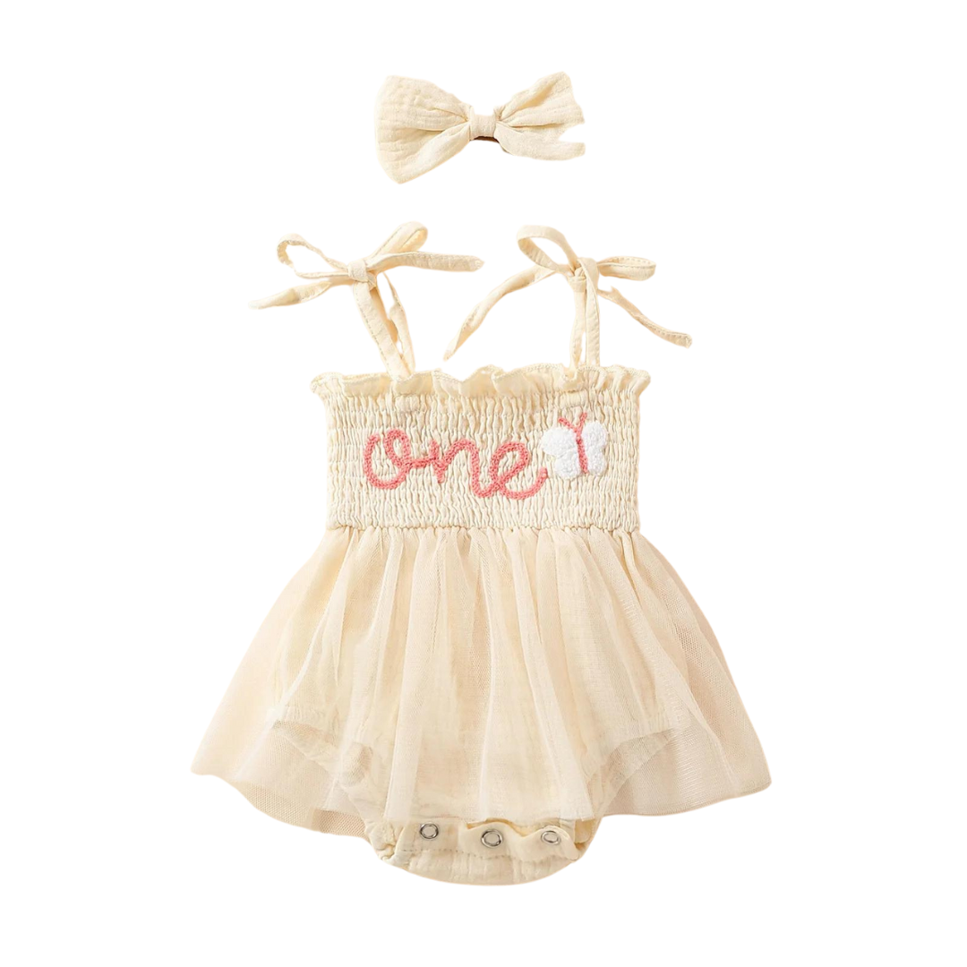 Birthday One Beige Romper