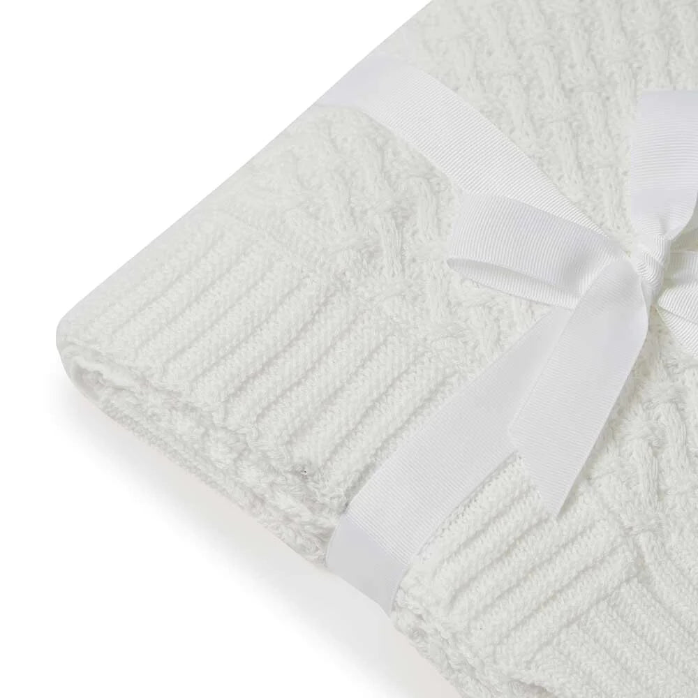 Snuggle Hunny Kids - Diamond Knit Baby Blanket | White