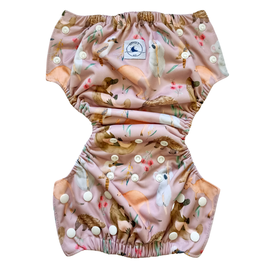 Little E & Co - Reusable Swim Nappy & Mini Wet Bag | Aus Animals