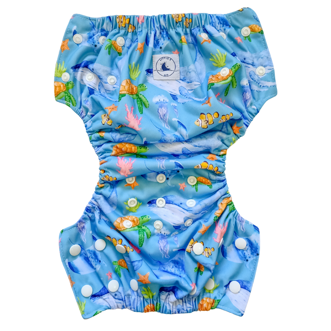 Little E & Co - Reusable Swim Nappy & Mini Wet Bag | Ocean