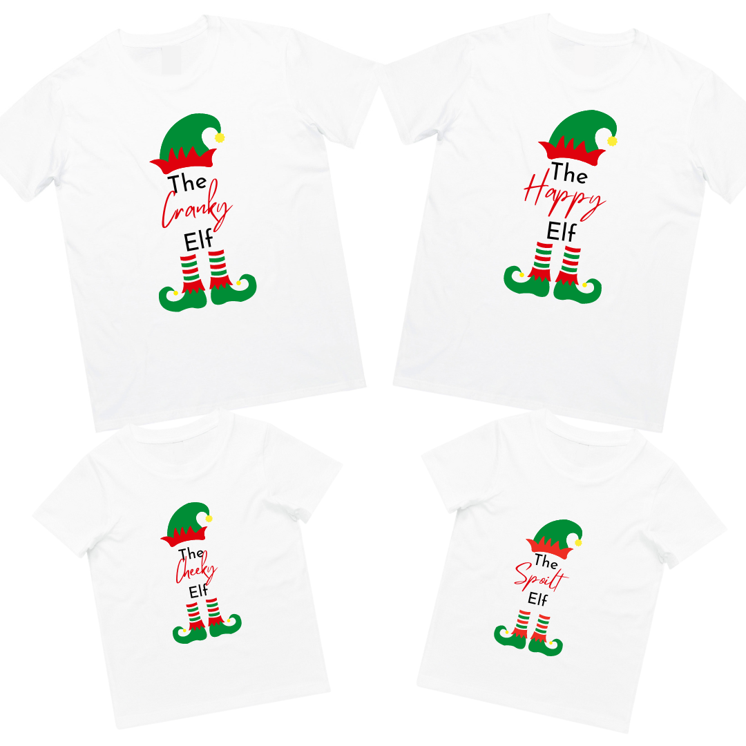 MLW By Design - Matching Personalised Family Elf Name Tee | Various Colours