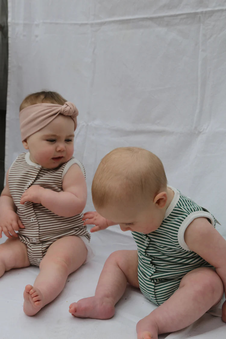 Lennyco - Striped Singlet Romper | Chocolate