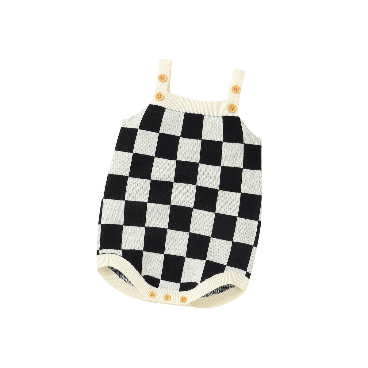 Checkers Knit Romper | Black & White