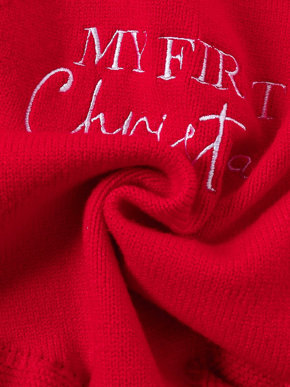 My First Christmas Knit Romper | Red