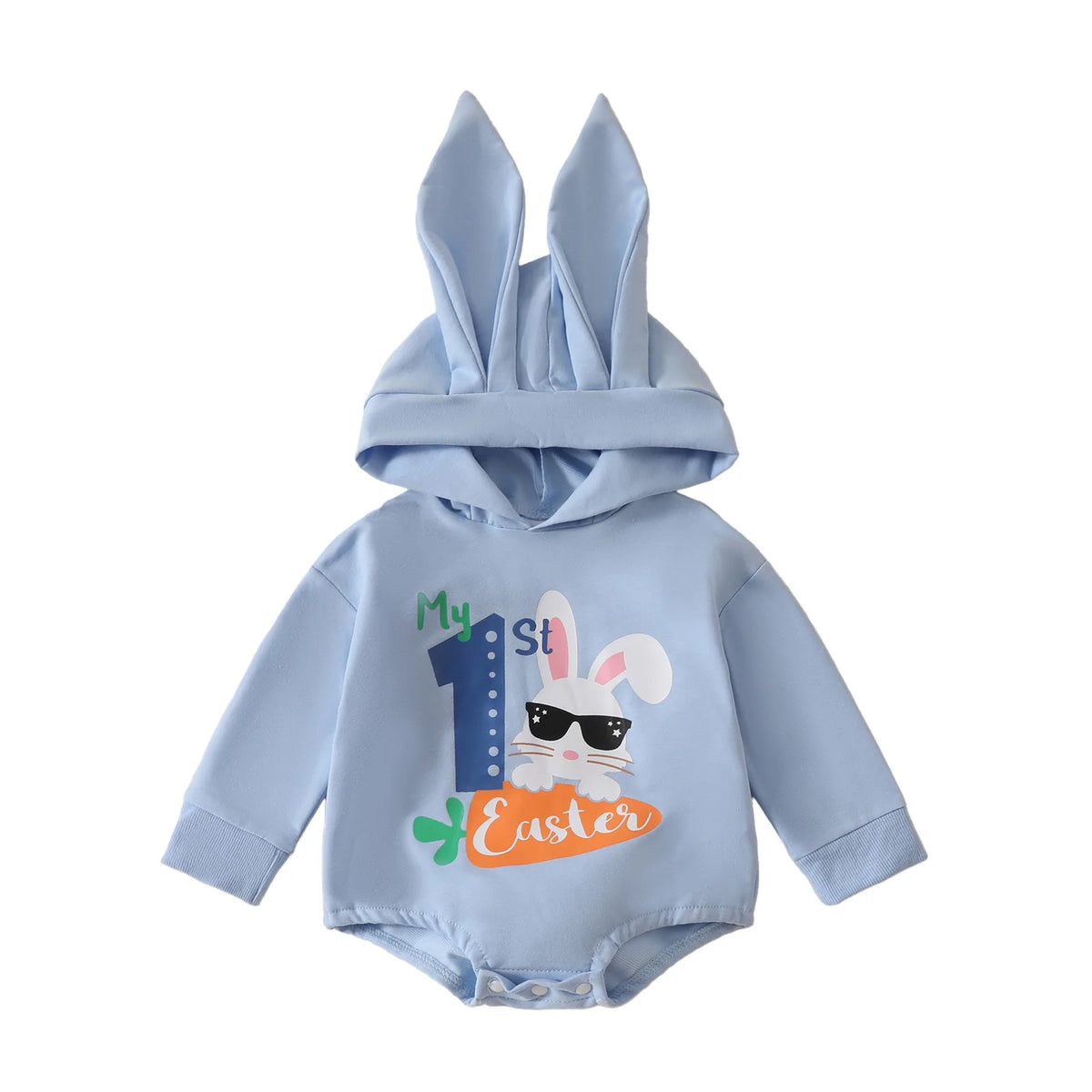 1st Easter Bunny Hood Romper | Blue