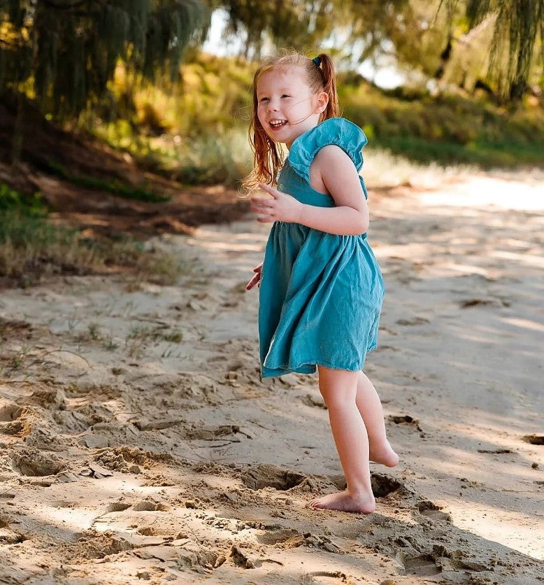 Ruffle Linen Dress | Teal