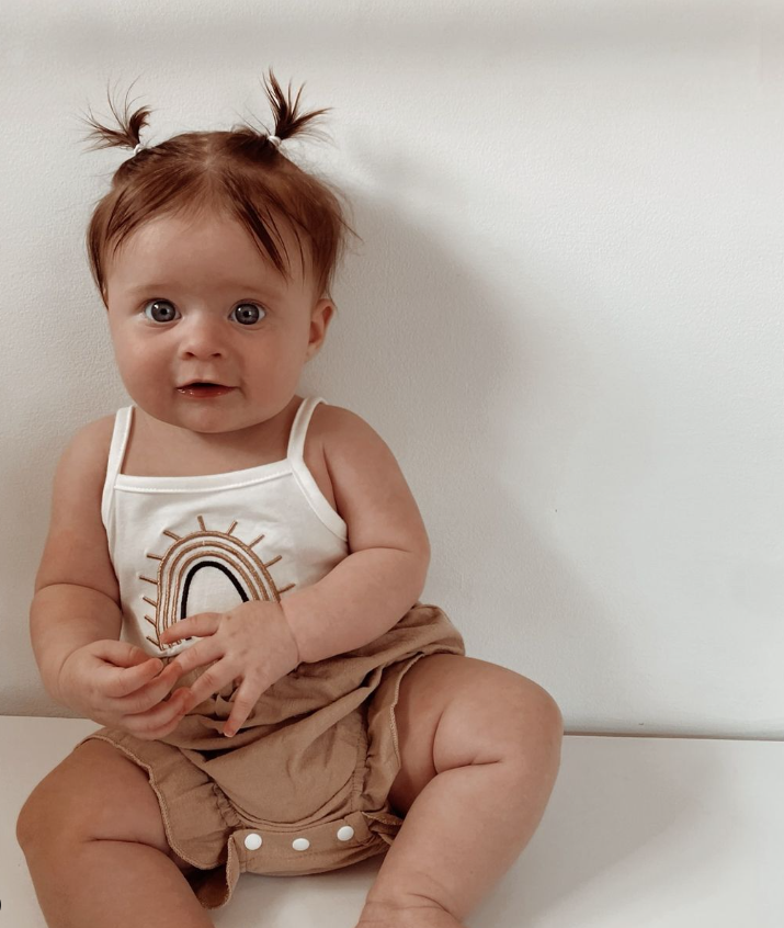 Brown Rainbow Romper & Matching Headband