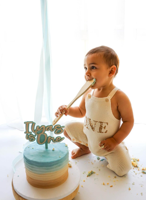 One Birthday Knit Romper | Sand