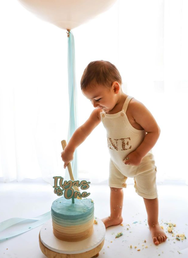 One Birthday Knit Romper | Sand