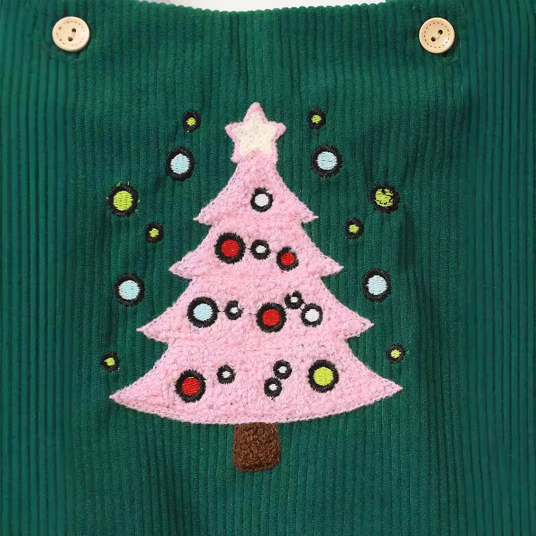 Corduroy Christmas Tree Romper | Green