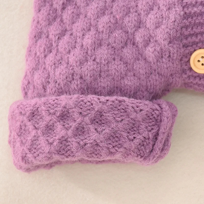 Knit Romper & Matching Bonnet | Purple