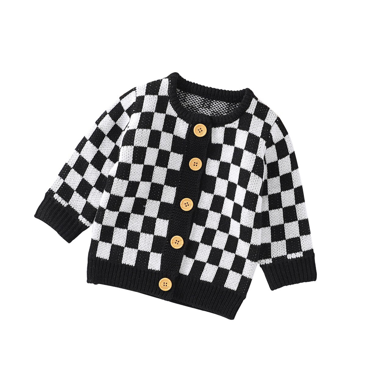 Checkers Knit Cardigan | Black