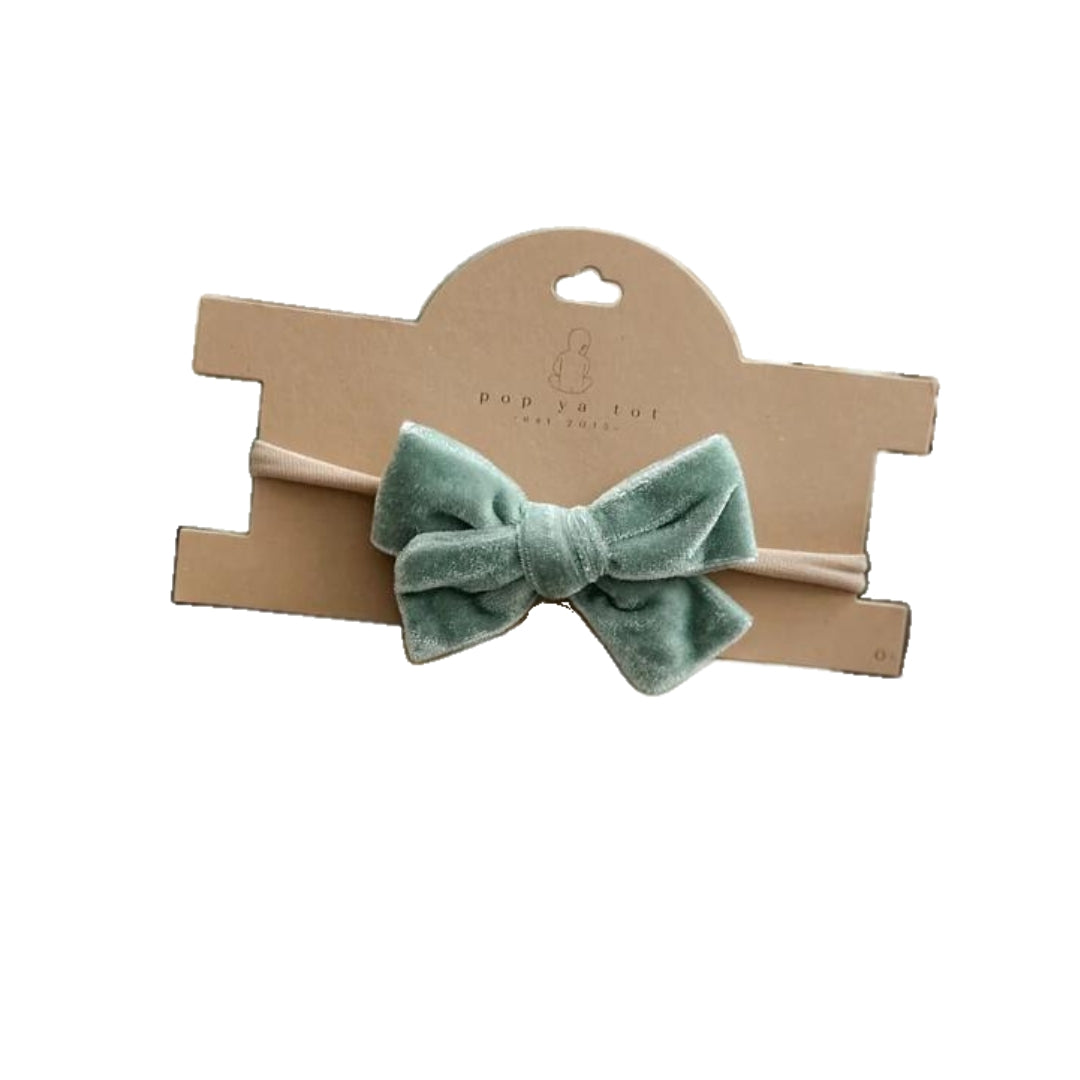 Pop Ya Tot - Velvet Bow Headband | Teal