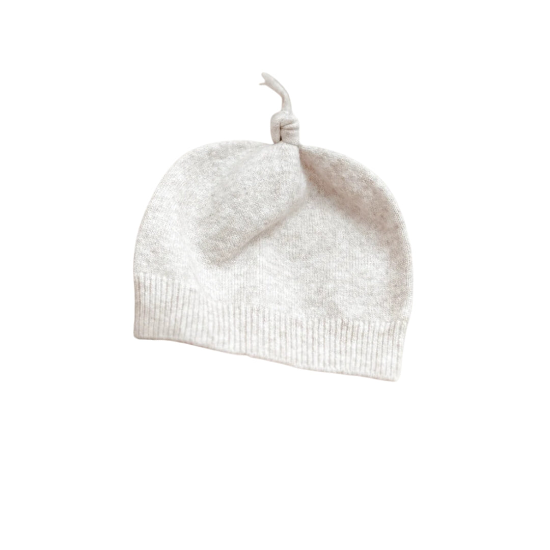 Pop Ya Tot - Heirloom Knitted Topknot Hat | Beige Marle