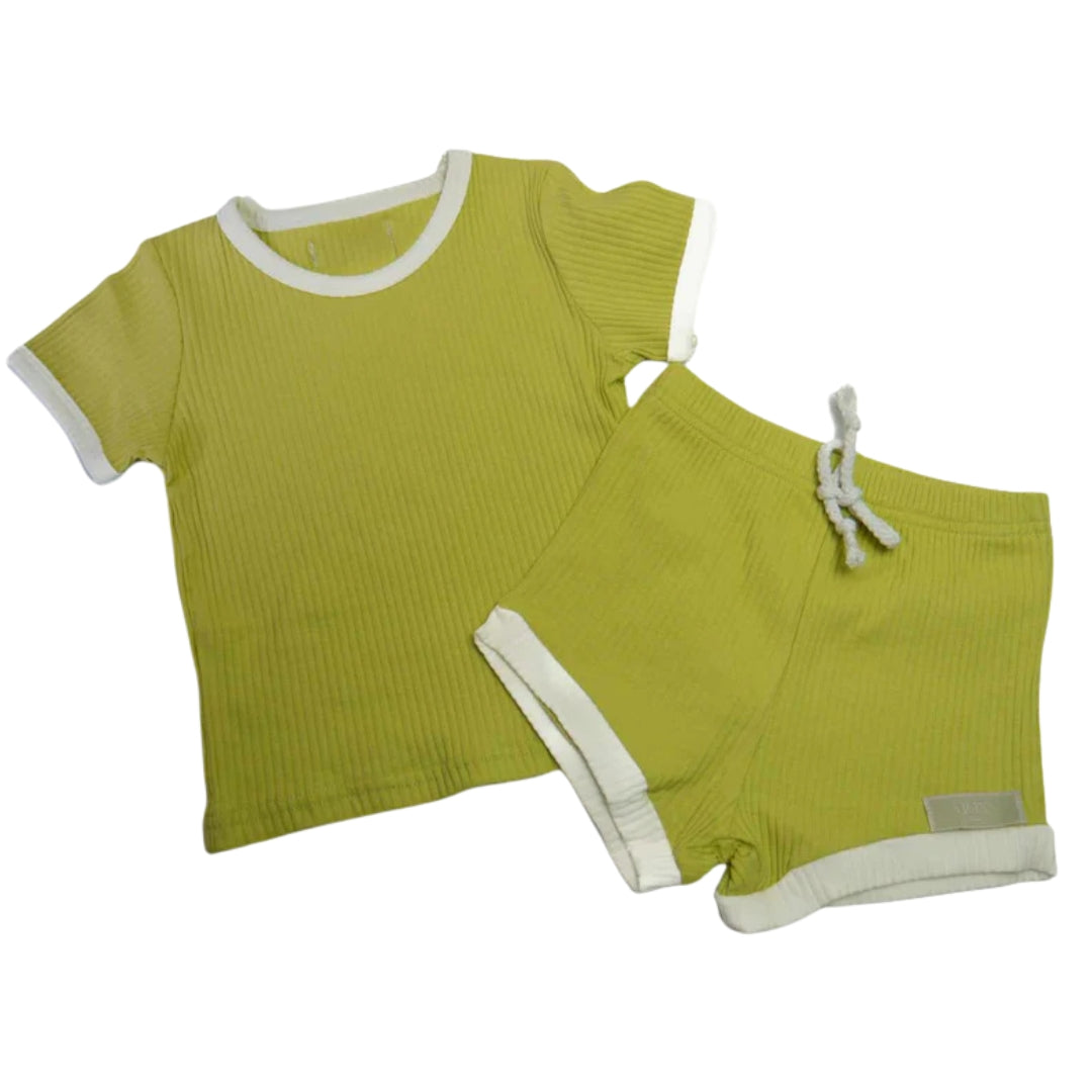 Moss Kids - Playroom Ribbed Tee & Short Set | Sour Apple