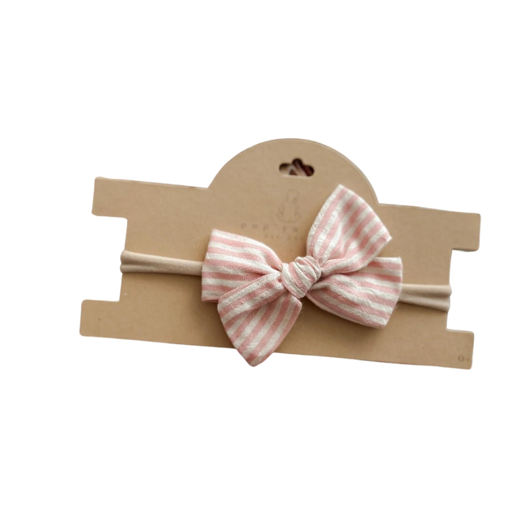 Pop Ya Tot - Baby Bow Headband | Pink Stripes