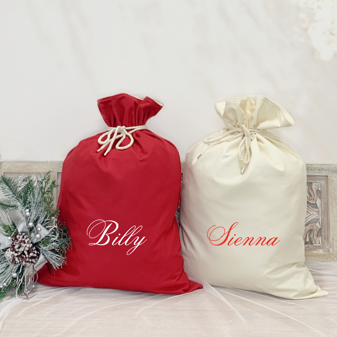 MLW By Design - Canvas Christmas Personalised Santa Sacks | 2 Colours