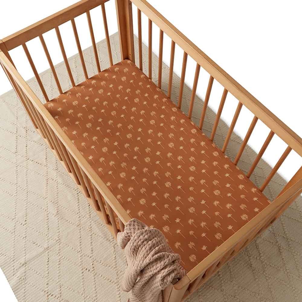 Snuggle Hunny Kids - Organic Fitted Cot Sheet | Bronze Palm