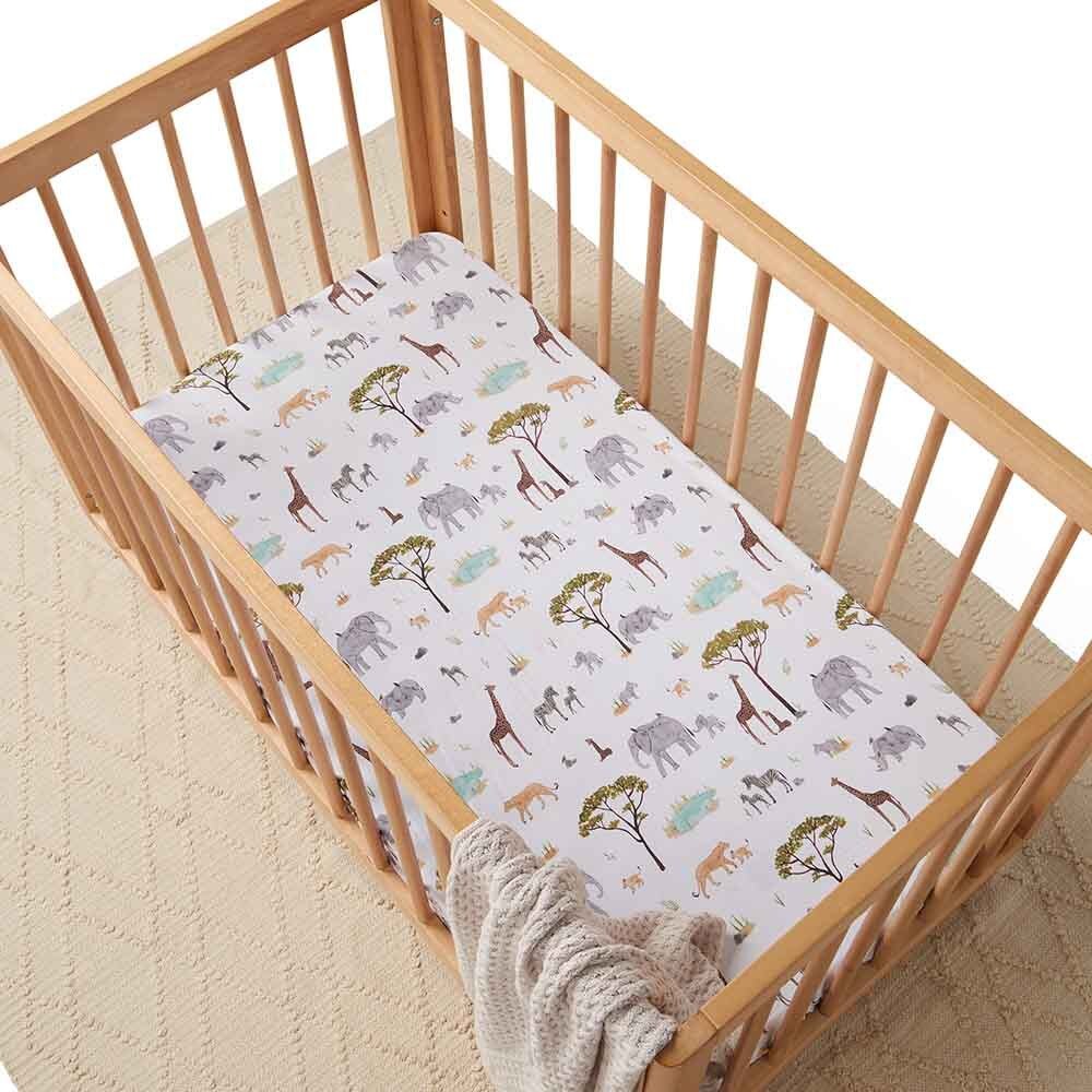 Snuggle Hunny Kids - Organic Fitted Cot Sheet | Safari