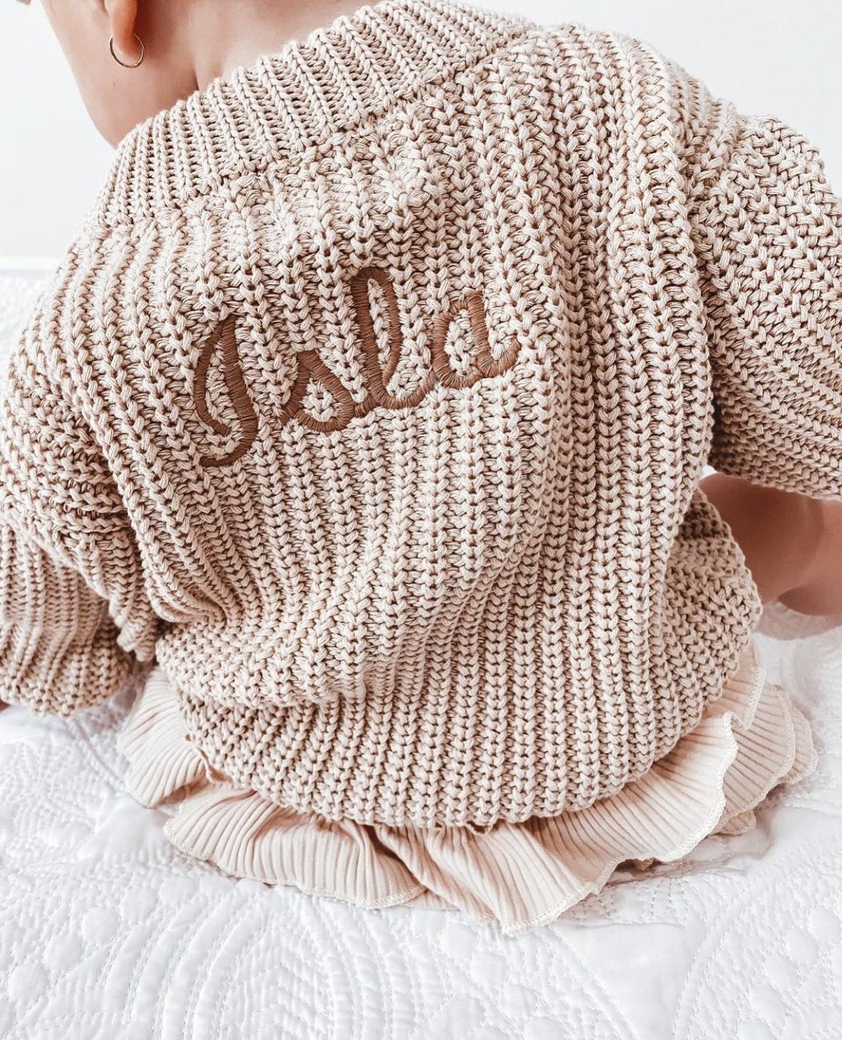 Little Zemi - Knit Jumper Sand | Personalised