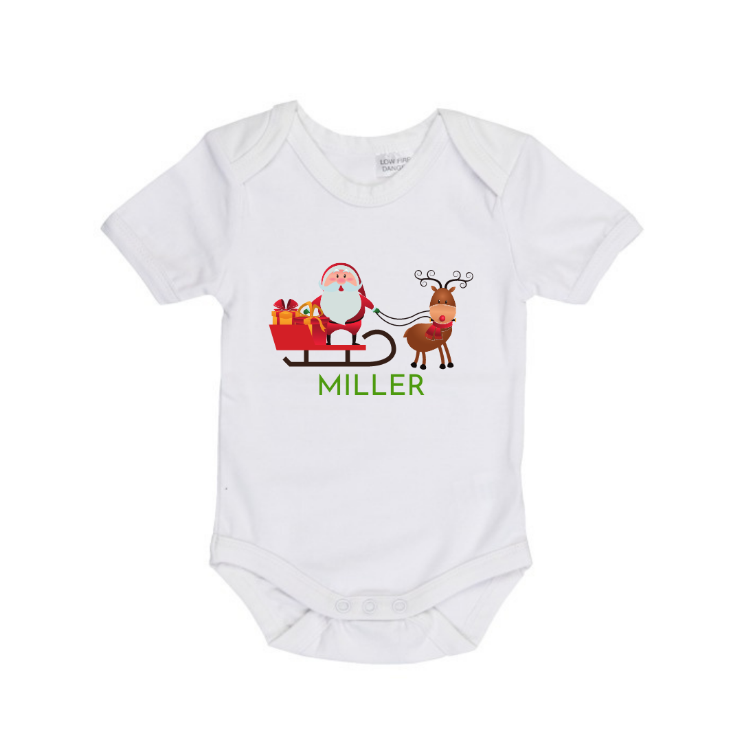 MLW By Design - Santa Sleigh Personalised Bodysuit | Black or White