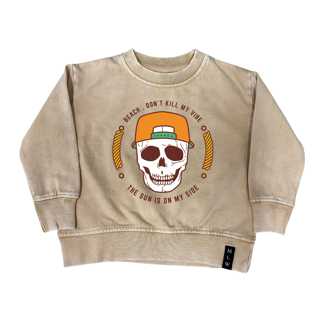 MLW By Design - Beach Vibe Stonewash Crew | Sand