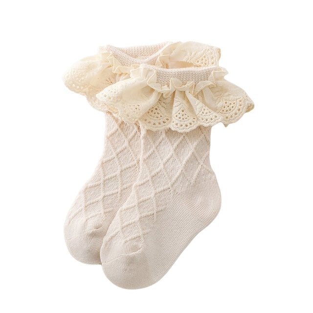 Net Frilly Socks | Beige