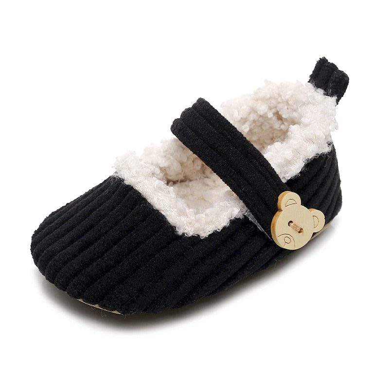 Fluffy Teddy Slippers | Black