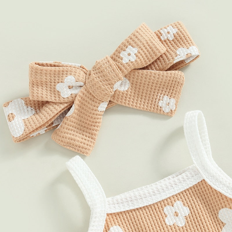 Waffle Daisy Frilly Bloomers Set | Sand