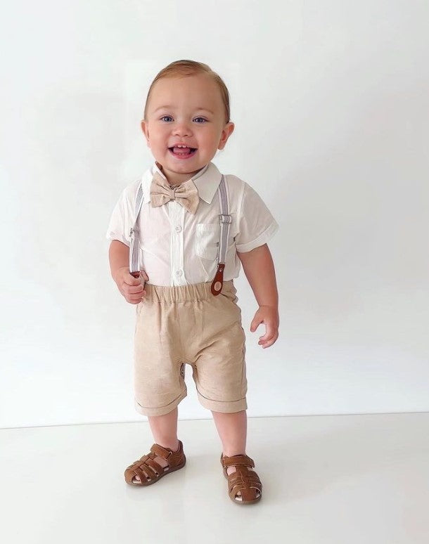 Arlo Bow Tie & Suspenders Set | Tan