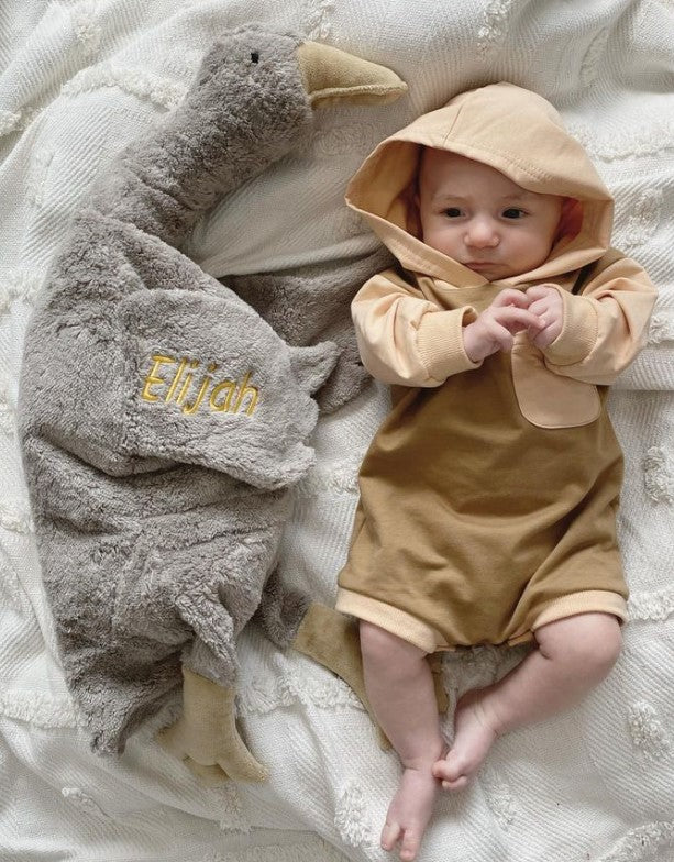 Two Tone Hoodie Romper | Brown