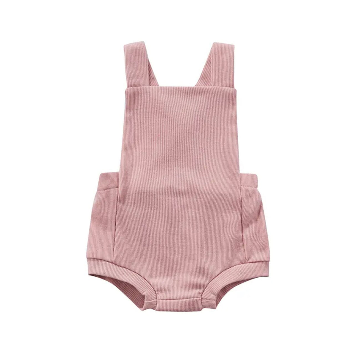 Crossed Back Ribbed Romper | Pink