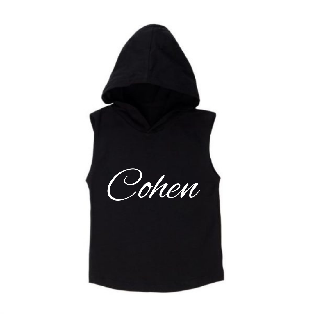 MLW By Design Personalised Name Sleeveless Hoodies White or Black