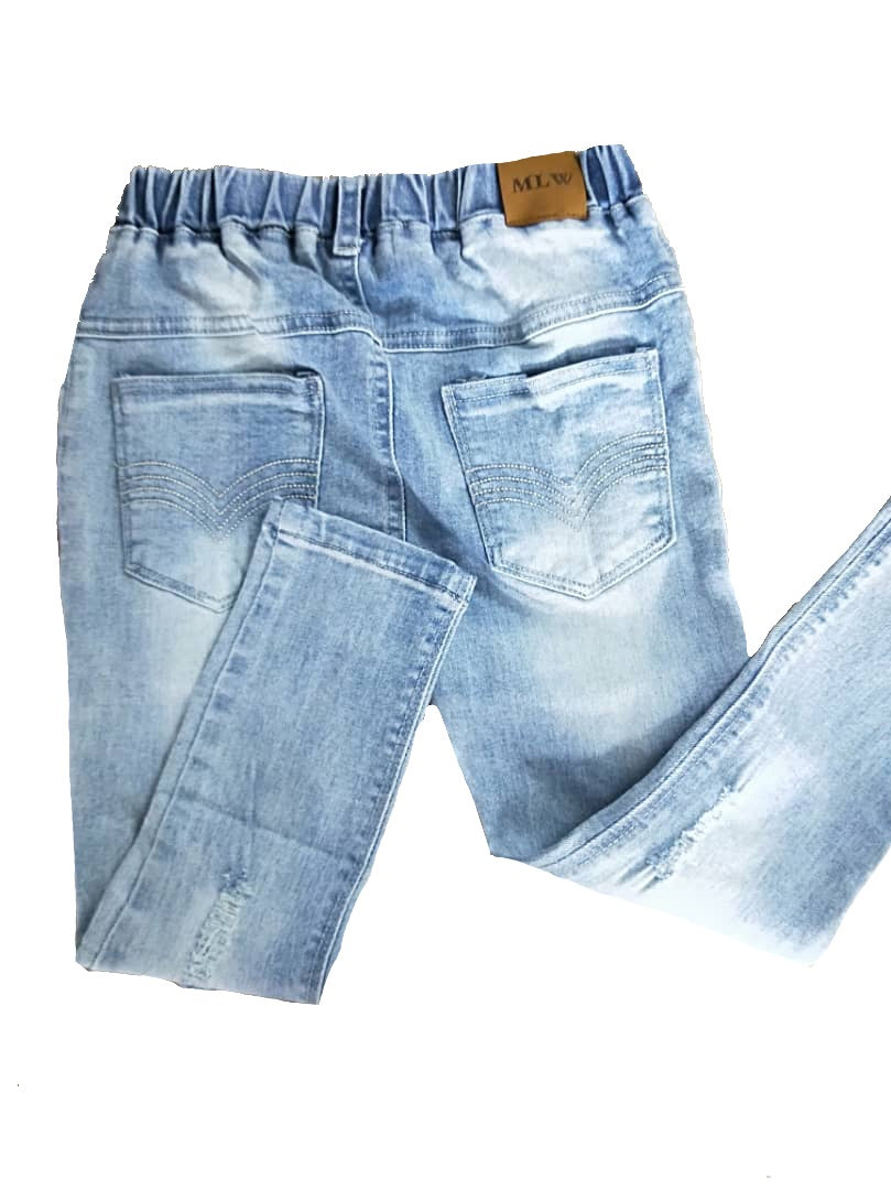 Distressed light blue sales jeans