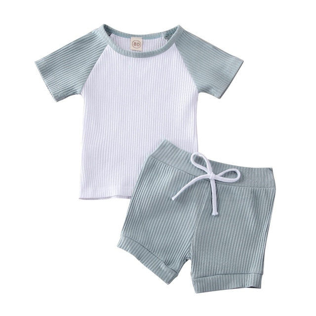 Two Tone Ribbed Set | Pale Blue